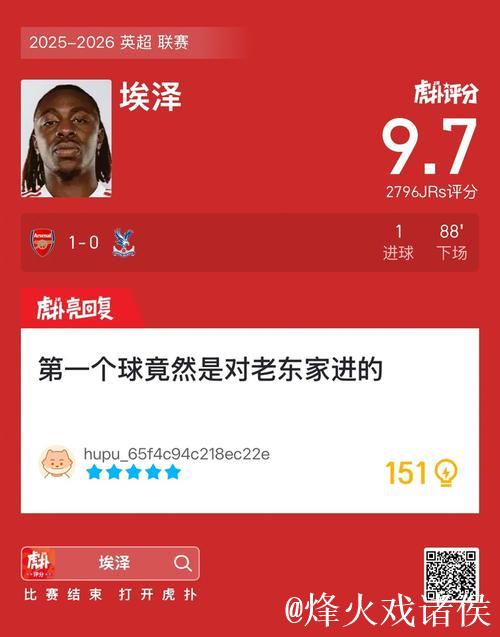 埃泽荣膺11月最佳！阿森纳官方宣布其贡献3球1助夺奖